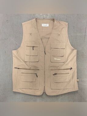 Olympina Multi-Pocket Utility Vest in Tan